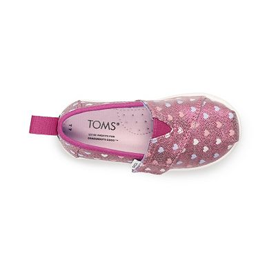 TOMS Glimmer Hearts Toddler Girls' Alpargata Shoes 