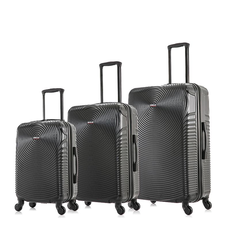 Dukap Inception 3-Piece Hardside Spinner Luggage Set, Black, 3 Pc Set