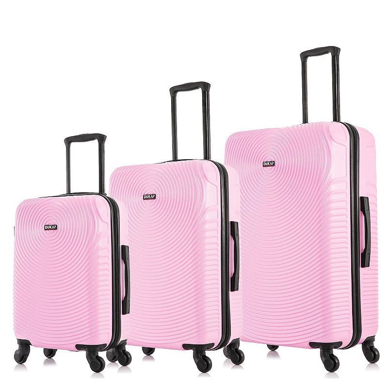 Dukap Inception 3-Piece Hardside Spinner Luggage Set, Pink, 3 Pc Set