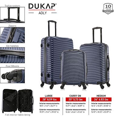 Dukap Adly 3-Piece Hardside Spinner Luggage