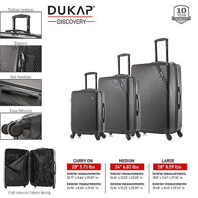 Dukap Discovery 3-Piece Hardside Spinner Luggage Set