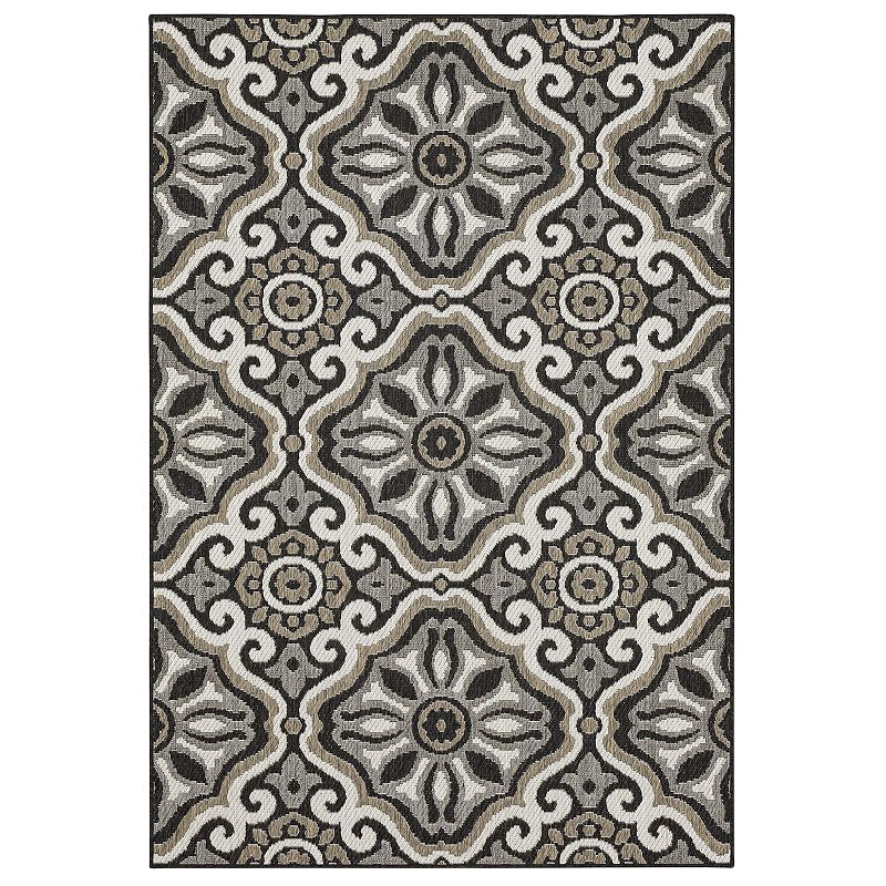 Mohawk Home Portugal Tile Indoor Outdoor Accent Area Rug, Grey, 8X10 Ft