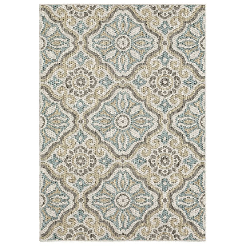 Mohawk Home Portugal Tile Indoor Outdoor Accent Area Rug, White, 8X10 Ft
