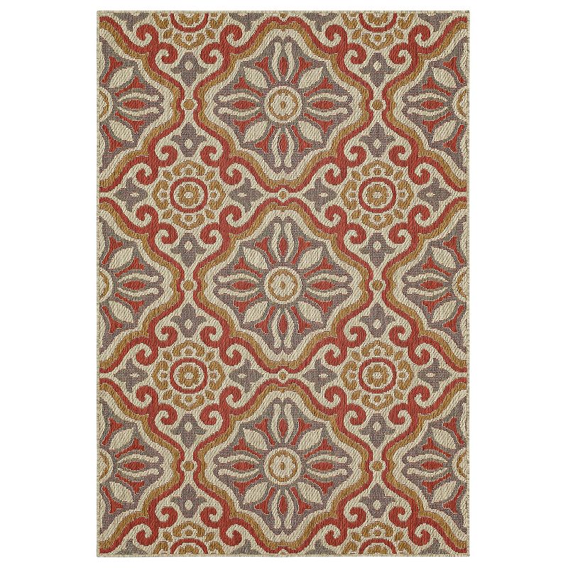 Mohawk Home Portugal Tile Indoor Outdoor Accent Area Rug, Brown, 2.5X6 Ft