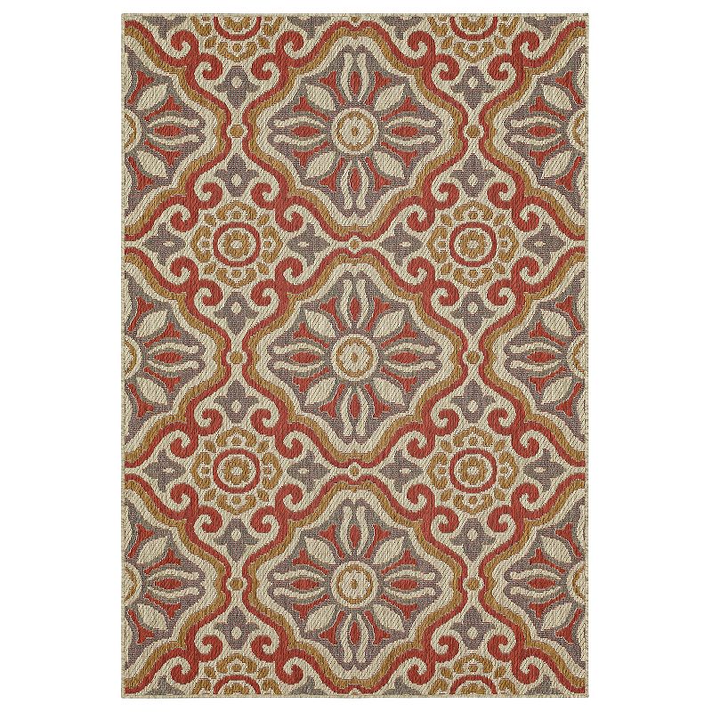 Mohawk Home Portugal Tile Indoor Outdoor Accent Area Rug, Brown, 5X7.5 Ft