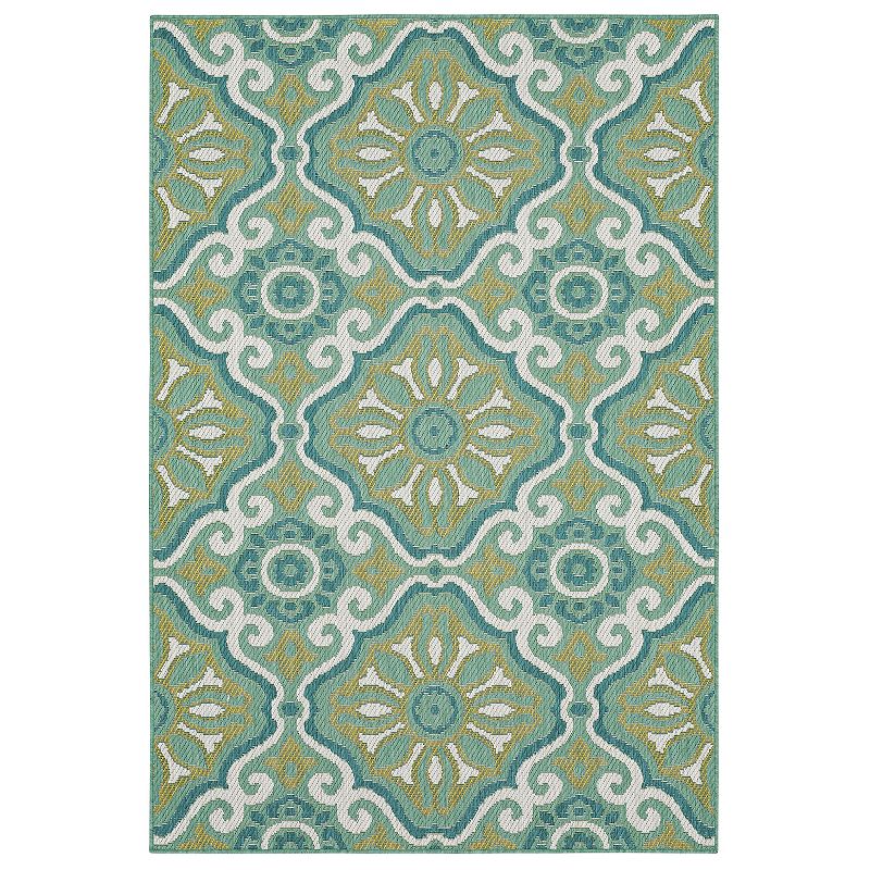 Mohawk Home Portugal Tile Indoor Outdoor Accent Area Rug, Green, 5X7.5 Ft
