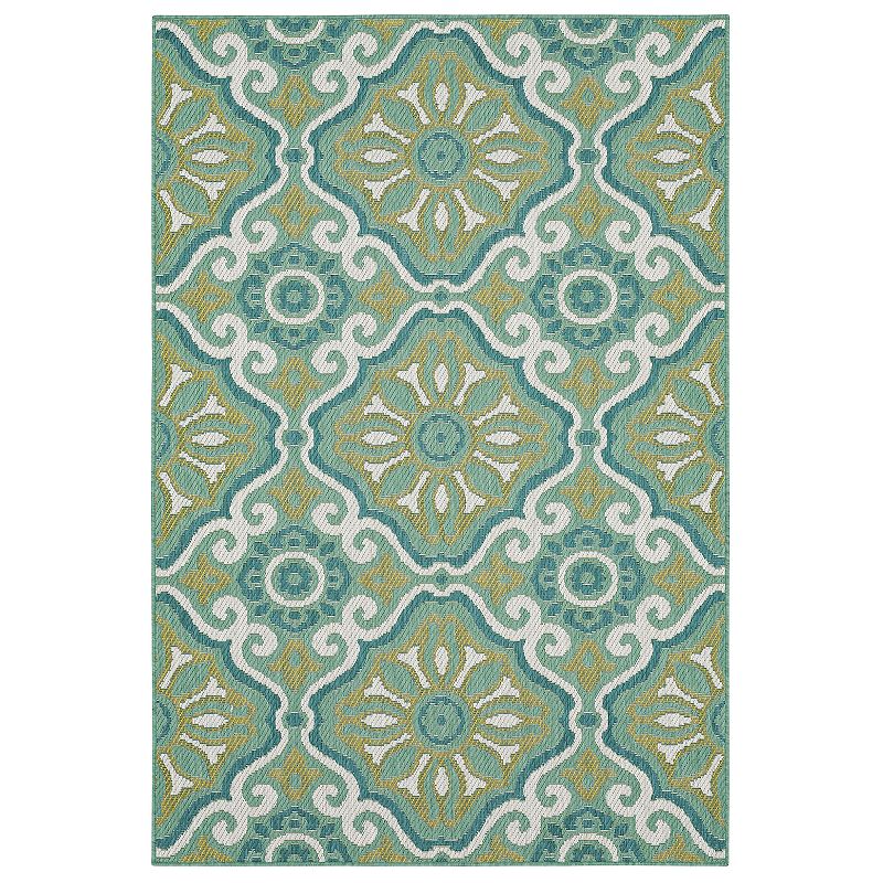 Mohawk Home Portugal Tile Indoor Outdoor Accent Area Rug, Green, 8X10 Ft