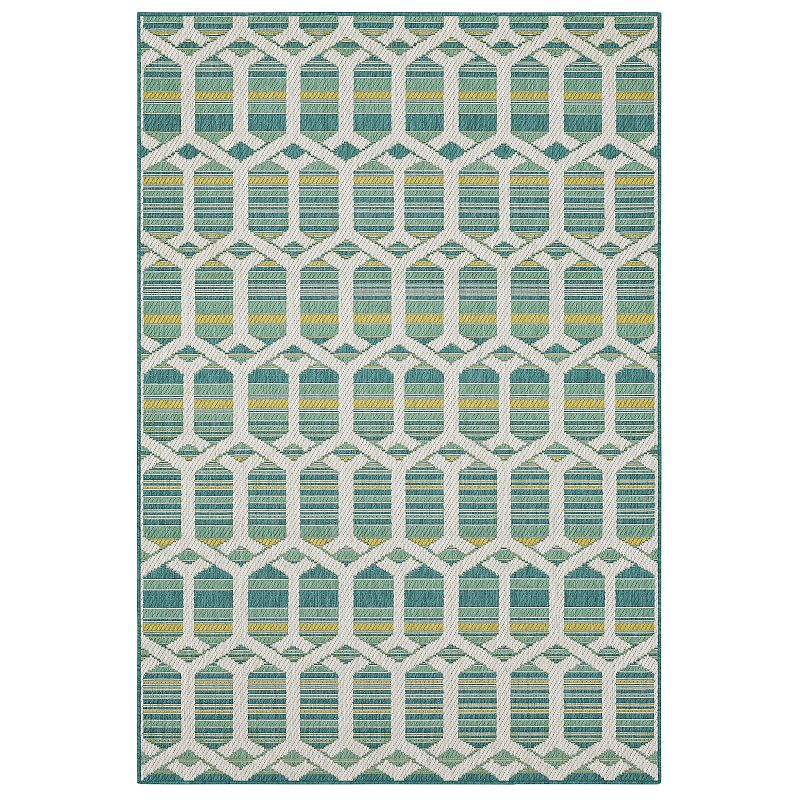 Mohawk Home Hex Trellis Indoor Outdoor Accent Area Rug, Blue, 5X7.5 Ft