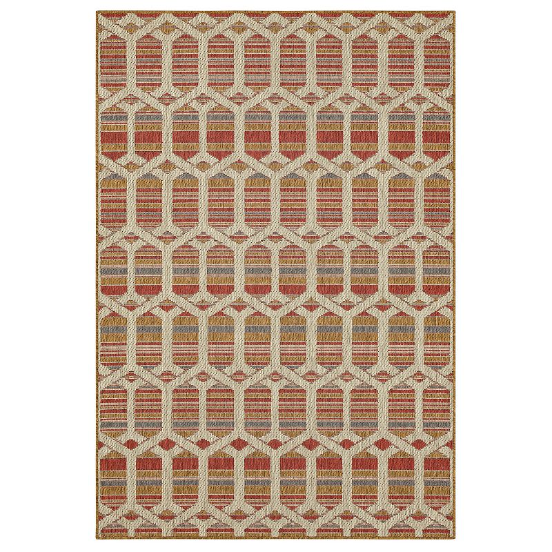 Mohawk Home Hex Trellis Indoor Outdoor Accent Area Rug, Red, 8X10 Ft