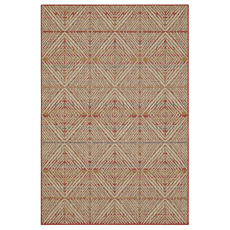 Mohawk Home Shibori Diamonds Indoor Outdoor Accent Area Rug, Red, 5X7.5 Ft