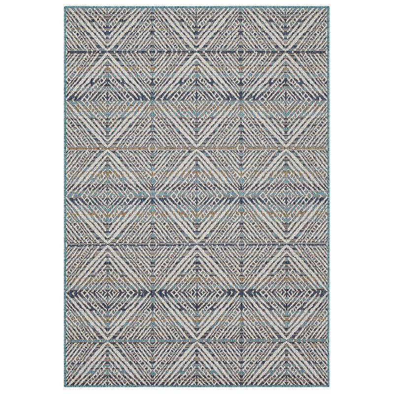 Mohawk Home Shibori Diamonds Indoor Outdoor Accent Area Rug, Blue, 4X5.5 Ft