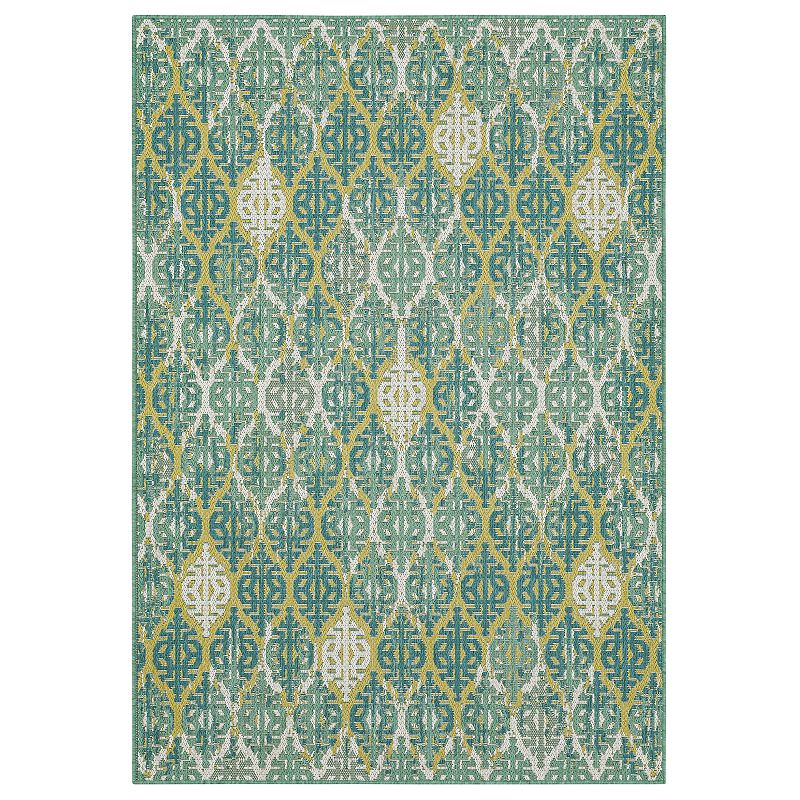 Mohawk Home Stamped Ikat Indoor Outdoor Accent Area Rug, Blue, 8X10 Ft