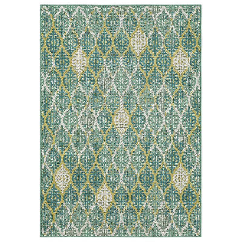 Mohawk Home Stamped Ikat Indoor Outdoor Accent Area Rug, Blue, 4X5.5 Ft