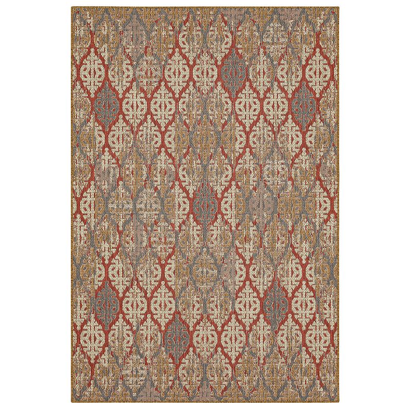 Mohawk Home Stamped Ikat Indoor Outdoor Accent Area Rug, Red, 8X10 Ft