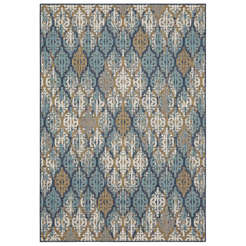 Mohawk Home Stamped Ikat Indoor Outdoor Accent Area Rug, Blue, 4X5.5 Ft