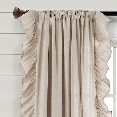 Lush Decor Linen Ruffle Window Curtain Panel