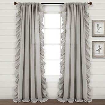 Lush Decor Linen Ruffle Window Curtain Panel