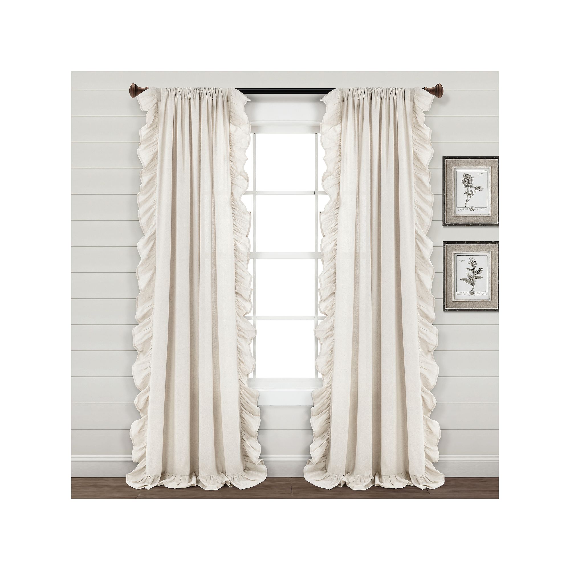 Lush Decor Linen Ruffle Window Curtain Panel, Off White
