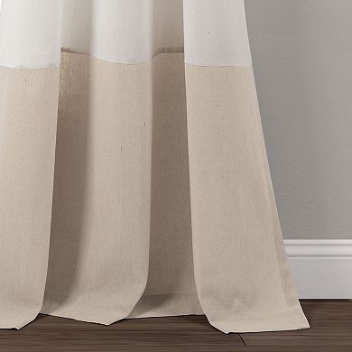 Lush Decor Faux Linen Grommet Colorblock Window Curtain Panel