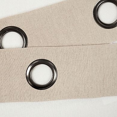 Lush Decor Faux Linen Grommet Colorblock Window Curtain Panel