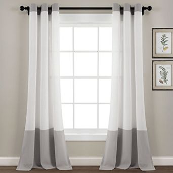 Lush Decor Faux Linen Grommet Colorblock Window Curtain Panel
