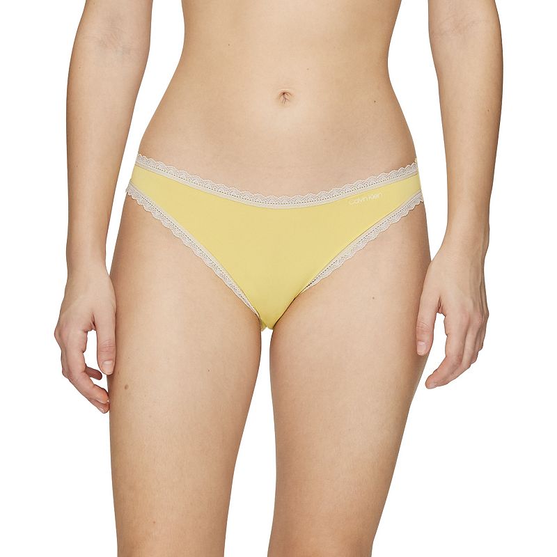 Womens Calvin Klein Flirty Bikini Panty QD3840, Size: Small, Lt Yellow