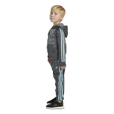 Boys 4-7 adidas Melange Fleece 3-Stripe Raglan Hoodie & Jogger Pants Set