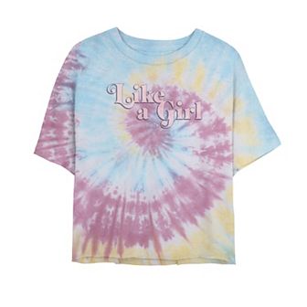 Juniors' "Like A Girl" Tie-Dye Cropped Tee