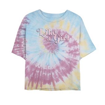 Juniors' "Like A Girl" Tie-Dye Cropped Tee