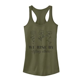 Juniors' "We Rise By Lifting Others" Floral Stamp Tank Top