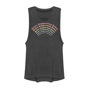 Juniors' "Babes Supporting Babes" Rainbow Muscle Tank Top