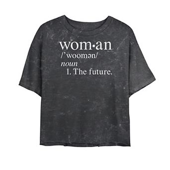 Juniors' Woman Definition The Future Empowered Bombard Wash Cropped Tee