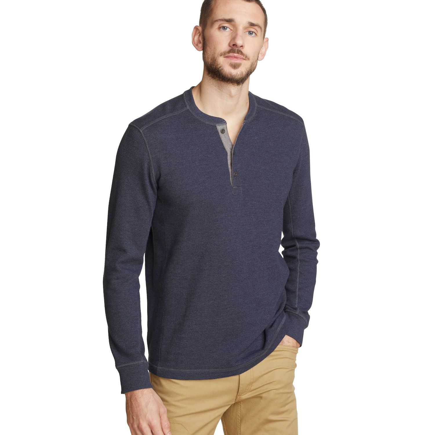 Pull Homme Eddie Bauer Style Henley à Fermeture 1/4 - Taille XXL (L Indiqué) - Occasion Très Bon état