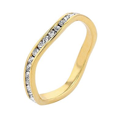 Traditions Jewelry Company 18k Gold Over Silver Birthstone Crystal Wave Ring