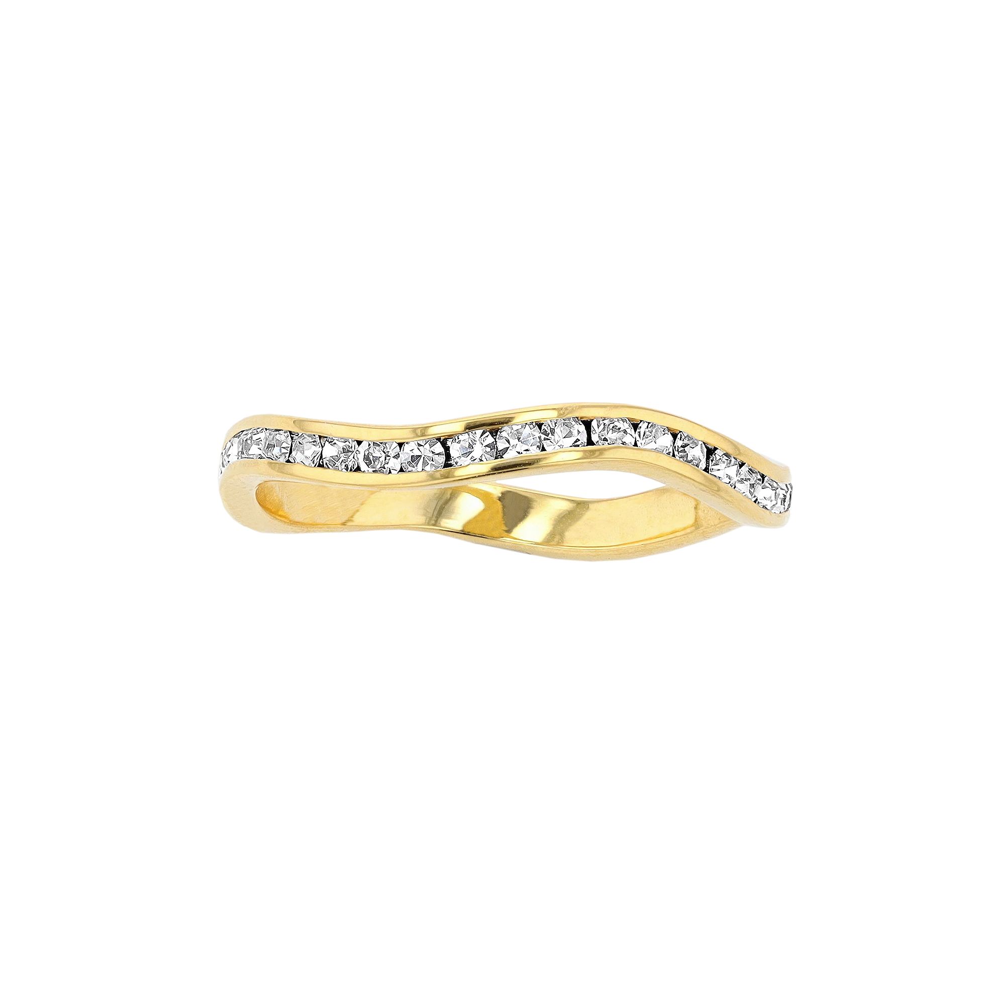 Traditions Jewelry Company 18k Gold Over Silver Birthstone Crystal Wave Rin