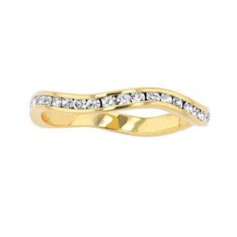 Traditions Jewelry Company 18k Gold Over Silver Birthstone Crystal Wave Ring