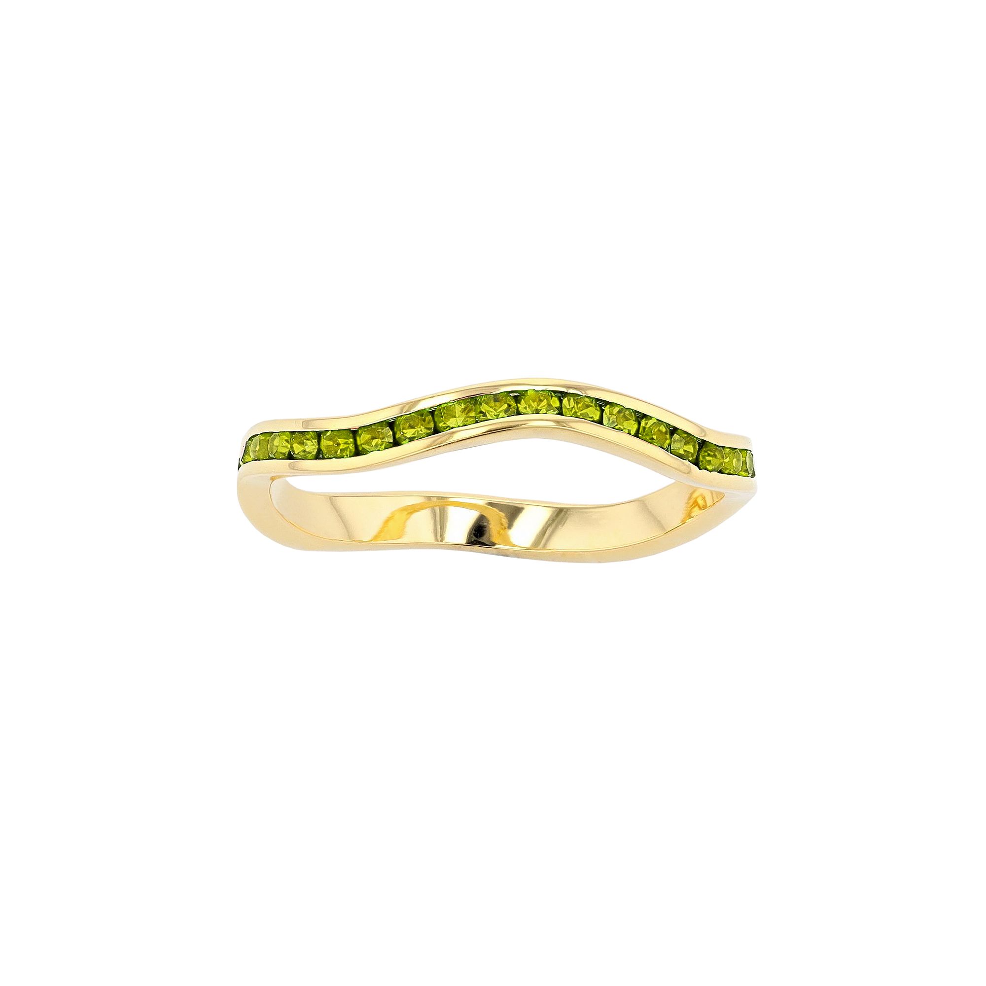 Traditions Jewelry Company 18k Gold Over Silver Birthstone Crystal Wave Rin