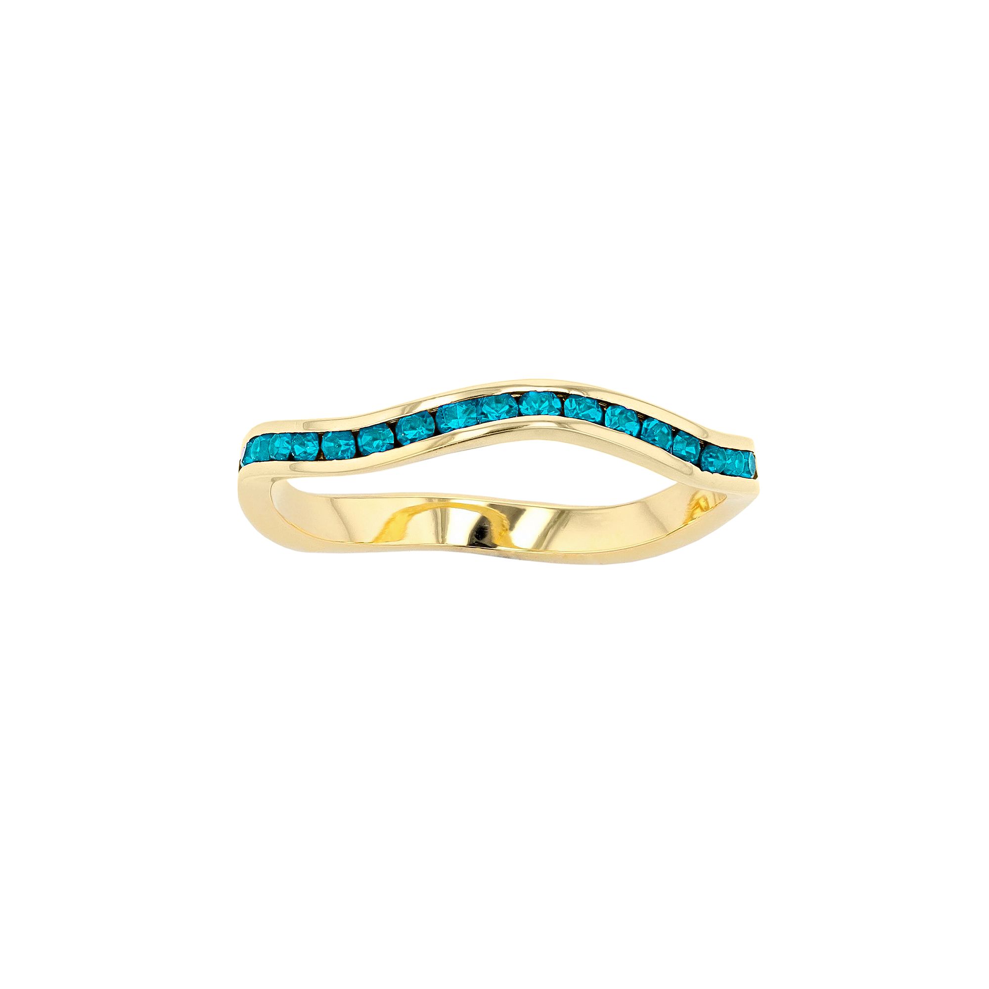 Traditions Jewelry Company 18k Gold Over Silver Birthstone Crystal Wave Rin