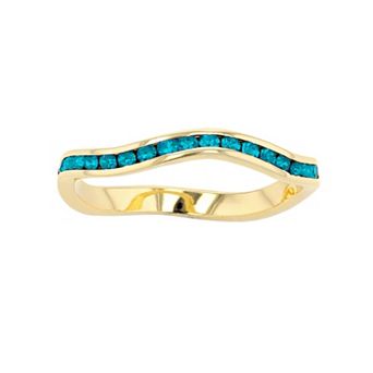 Traditions Jewelry Company 18k Gold Over Silver Birthstone Crystal Wave Ring