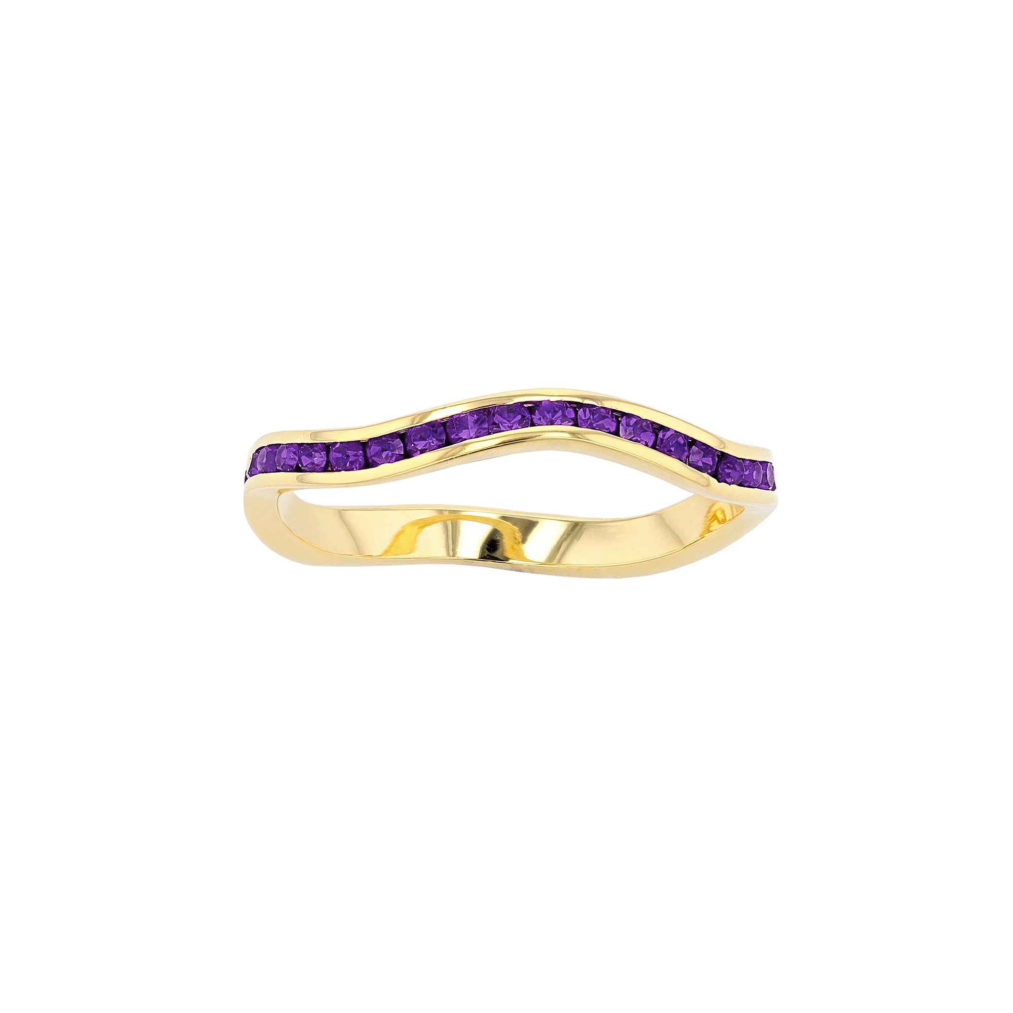 Traditions Jewelry Company 18k Gold Over Silver Birthstone Crystal Wave Rin