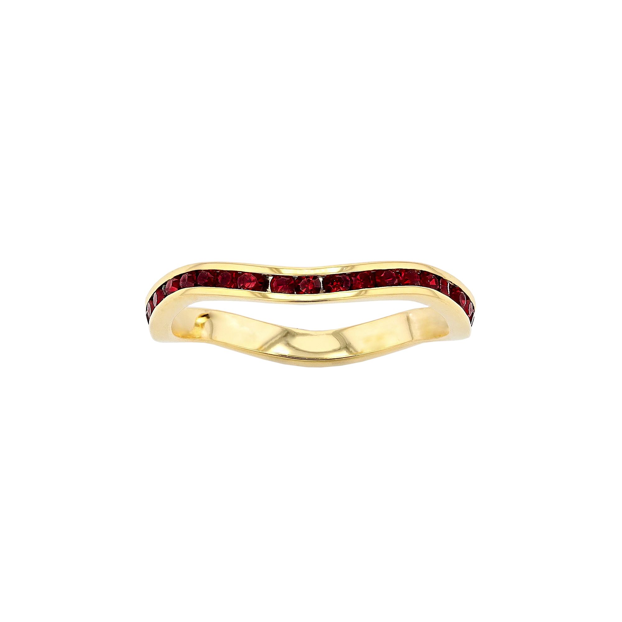 Traditions Jewelry Company 18k Gold Over Silver Birthstone Crystal Wave Rin