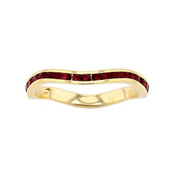 Traditions Jewelry Company 18k Gold Over Silver Birthstone Crystal Wave Ring