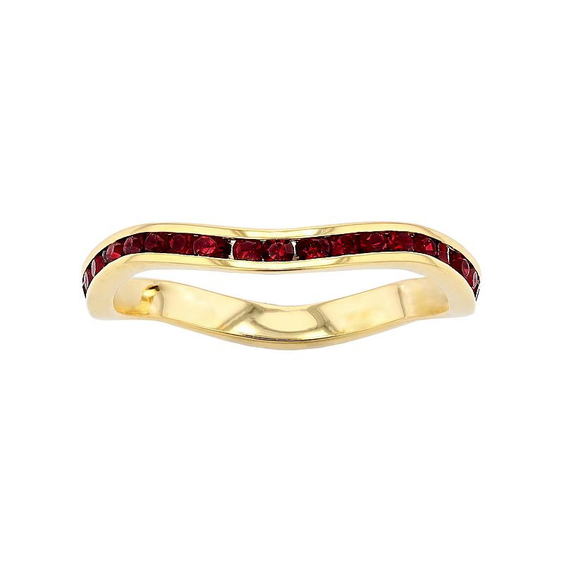 Traditions Jewelry Company 18k Gold Over Silver Birthstone Crystal Wave Ring, Women's, Size: 10, Gold Over Sterling Jan