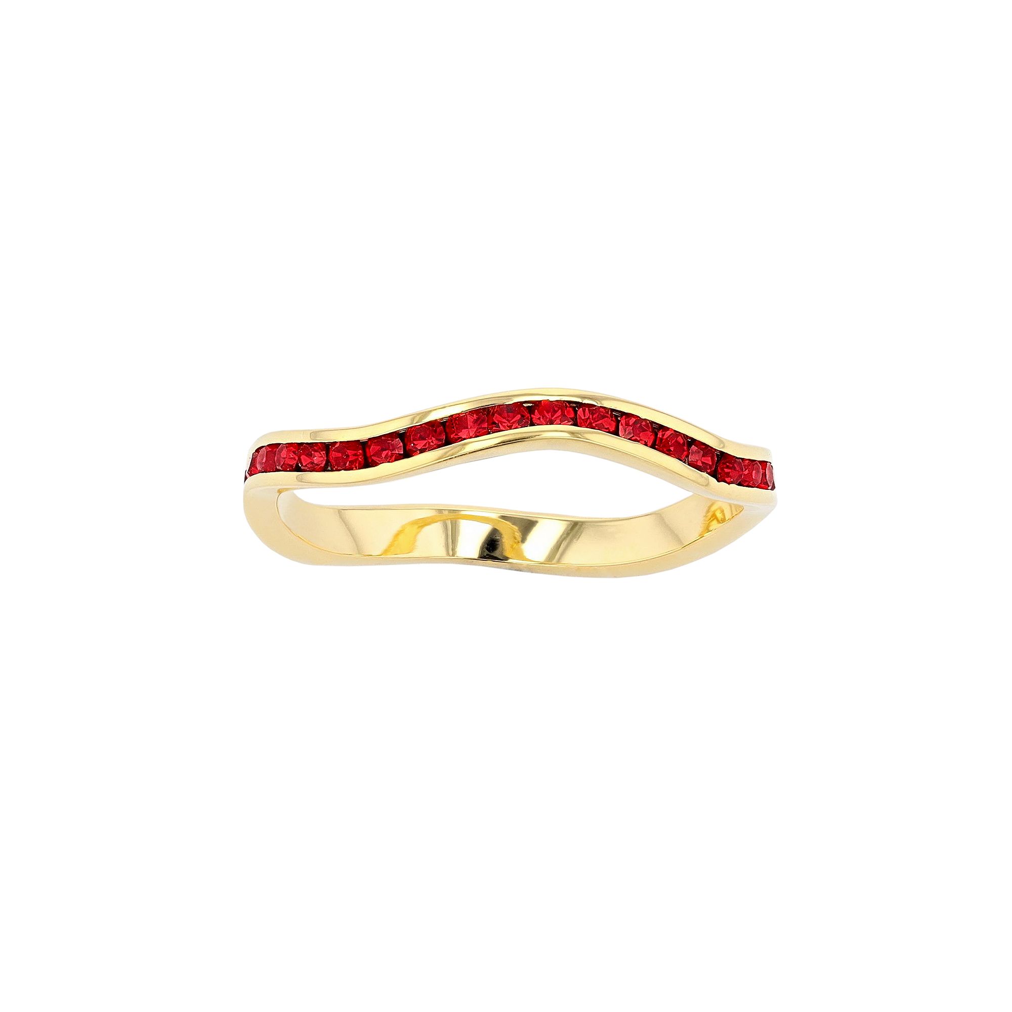 Traditions Jewelry Company 18k Gold Over Silver Birthstone Crystal Wave Rin