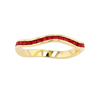 Traditions Jewelry Company 18k Gold Over Silver Birthstone Crystal Wave Ring