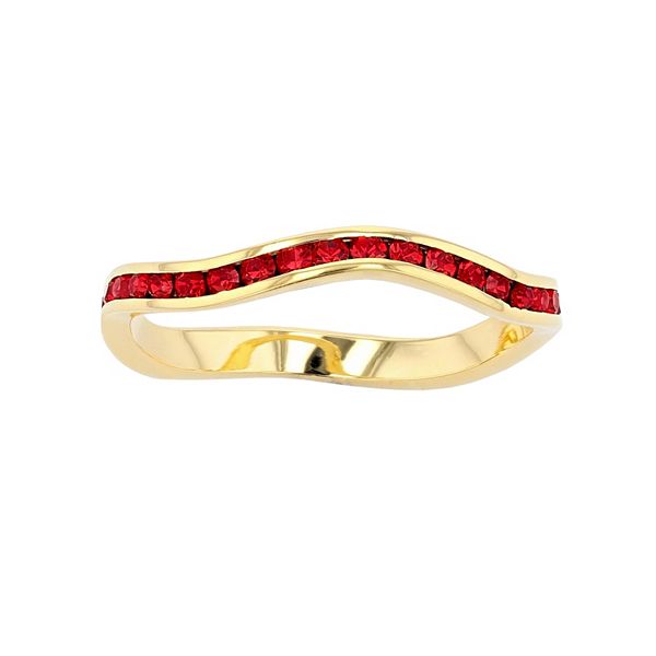Traditions 18k Gold Over Silver Birthstone Crystal Wave Ring - Gold Over Sterling Jul (6)