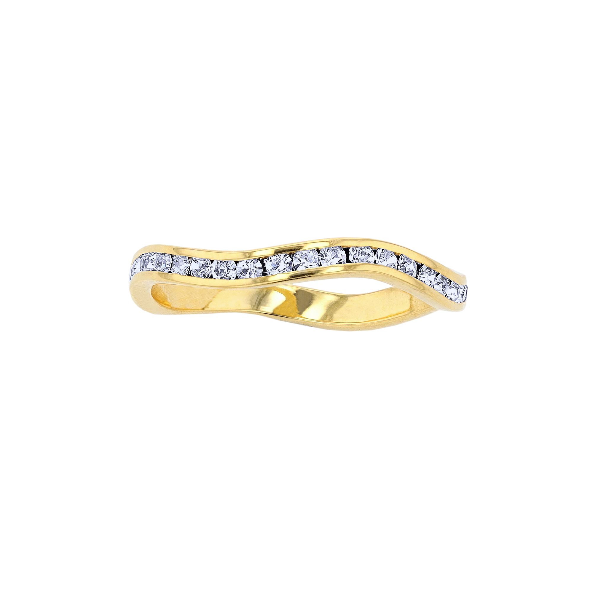 Traditions Jewelry Company 18k Gold Over Silver Birthstone Crystal Wave Rin