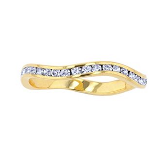 Traditions Jewelry Company 18k Gold Over Silver Birthstone Crystal Wave Ring