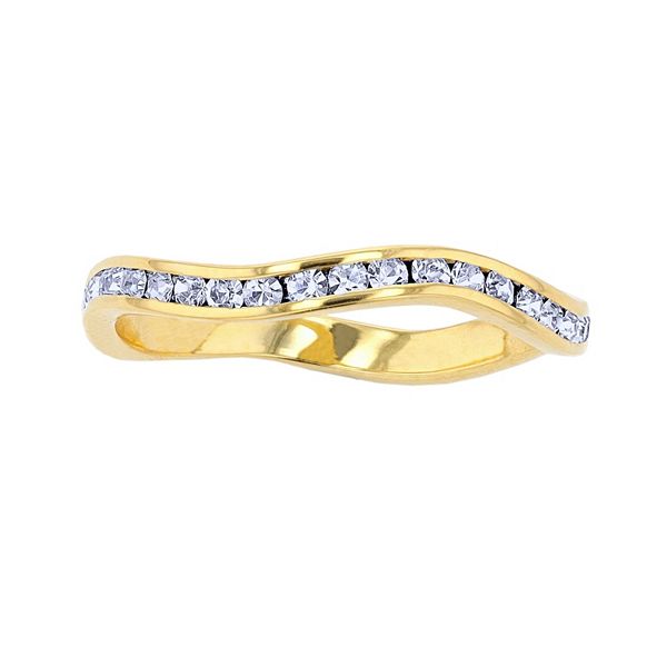 Traditions Jewelry Company 18k Gold Over Silver Birthstone Crystal Wave Ring - Gold Over Sterling Jun (9)