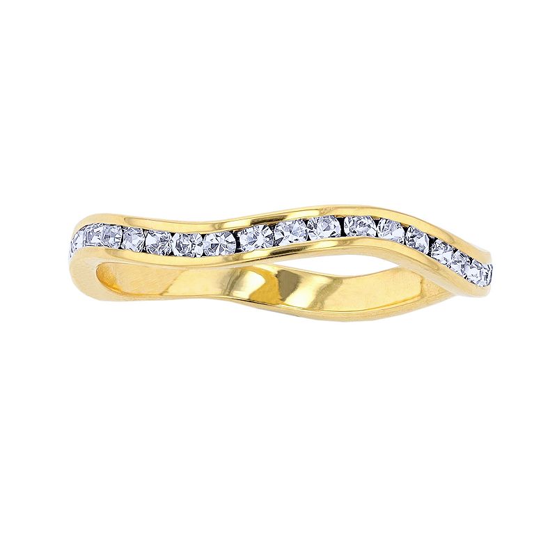 Traditions Jewelry Company 18k Gold Over Silver Birthstone Crystal Wave Ring, Women's, Size: 7, Gold Over Sterling Jun
